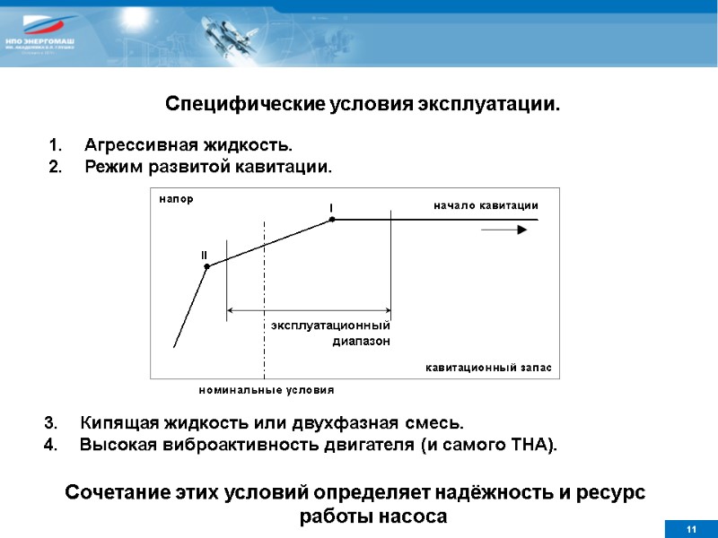 Агрессивная жидкость. 2. Режим развитой кавитации. Специфические условия эксплуатации. 3. Кипящая жидкость или двухфазная